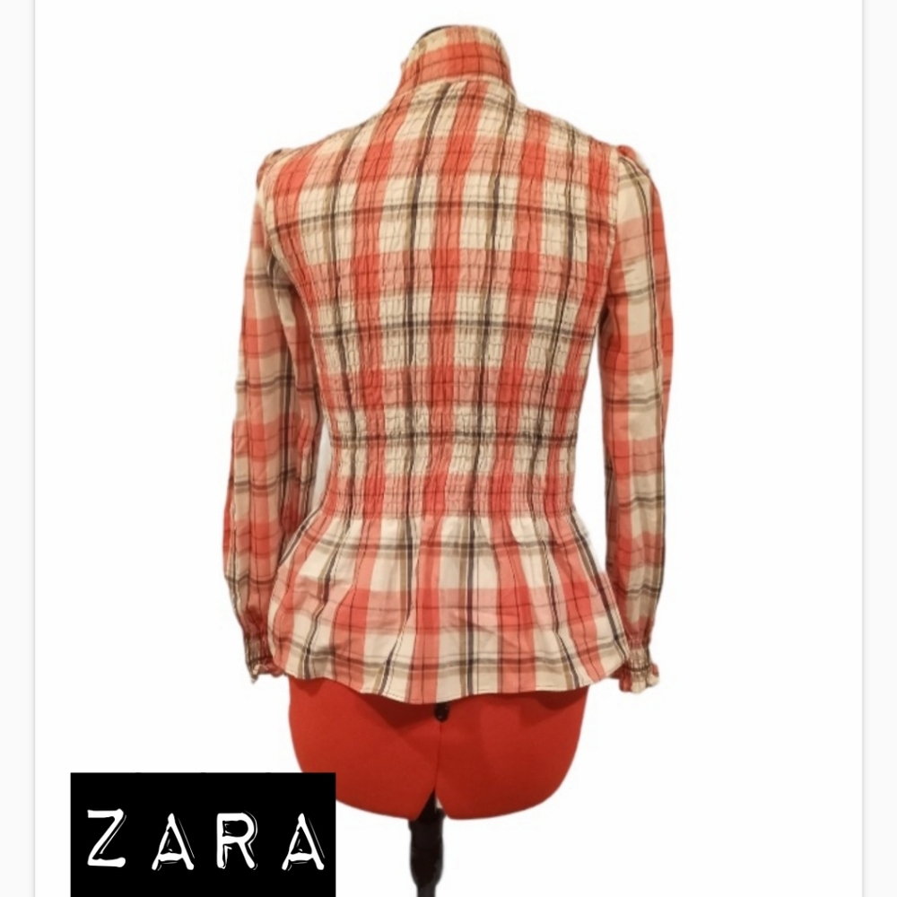 Zara Stretchy Fitted Plaid Long Sleeve - Picture 4 of 9